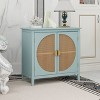Crete Rattan Accent Storage Cabinet with 2 Rattan Doors,Semicircular Shape Doors Natural Storage Cabinet With 1 Adjustable Inner Shelves-Maison Boucle - 2 of 4