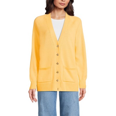 Lands' End Women's Drifter Varsity Vneck Relaxed Cardigan Sweater