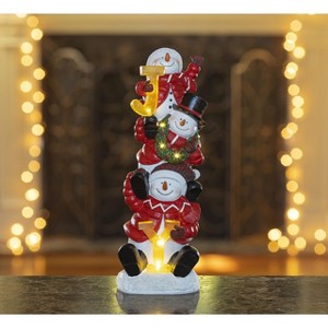 VP Home Christmas Trio Snowman Decor Christmas Figurines Resin Snowman Lighted Decorations - 1 of 4