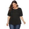 Plus Size Women's Casual Short Sleeve T-Shirt with Ruffled Hem - Flowy Relax Fit Basic Top for Everyday Wear - 4 of 4