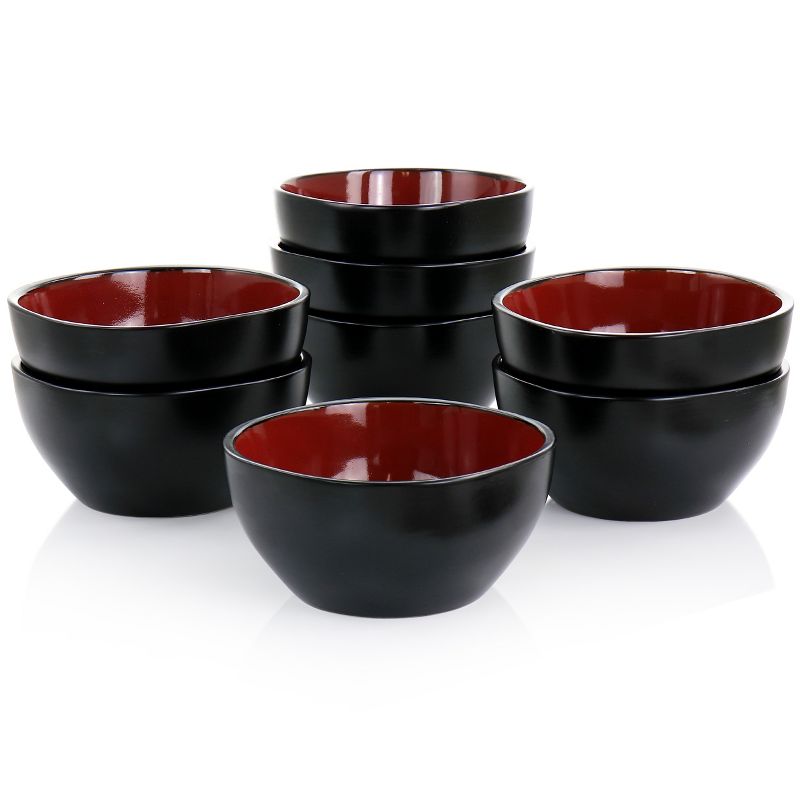 Gibson Home Soho Lounge 8 Piece 6 Inch Stoneware Bowl Set in Red, 5 of 9