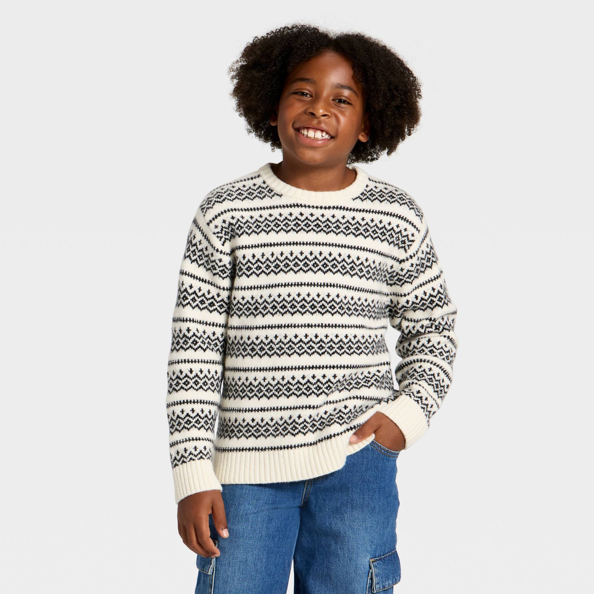 Boys' Fair Isle Pullover Sweater - Cat & Jack™ Cream