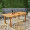 Okak Outdoor Expandable Dining Table Side Tables with Acacia Wood Frame Portable Patio End Table Outdoor&Indoor for Garden Balcony Yard Pool, Natural - 2 of 4