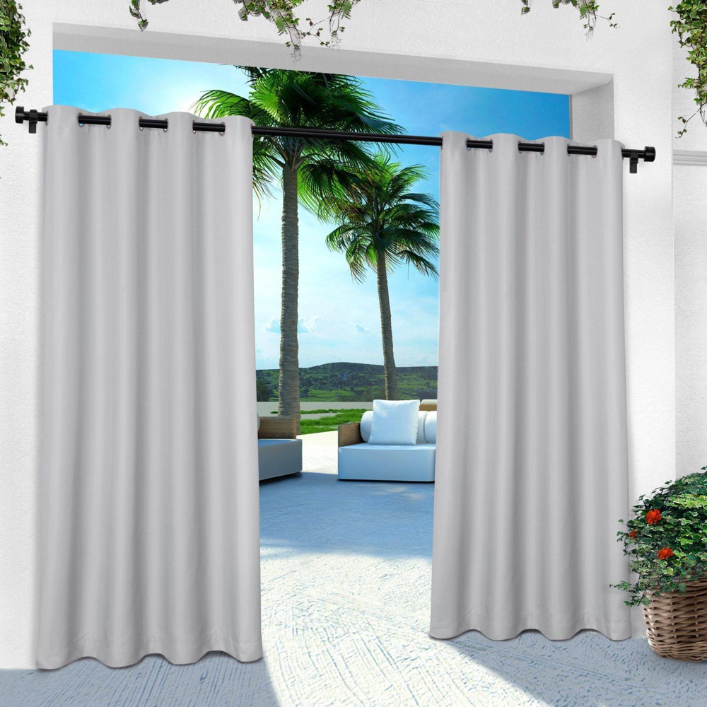 Photos - Curtains & Drapes Set of 2  Outdoor Solid Cabana Grommet Top Light Filtering Curtain Panel Light Gray - Exclusive Home: Patio Use(108"x54")