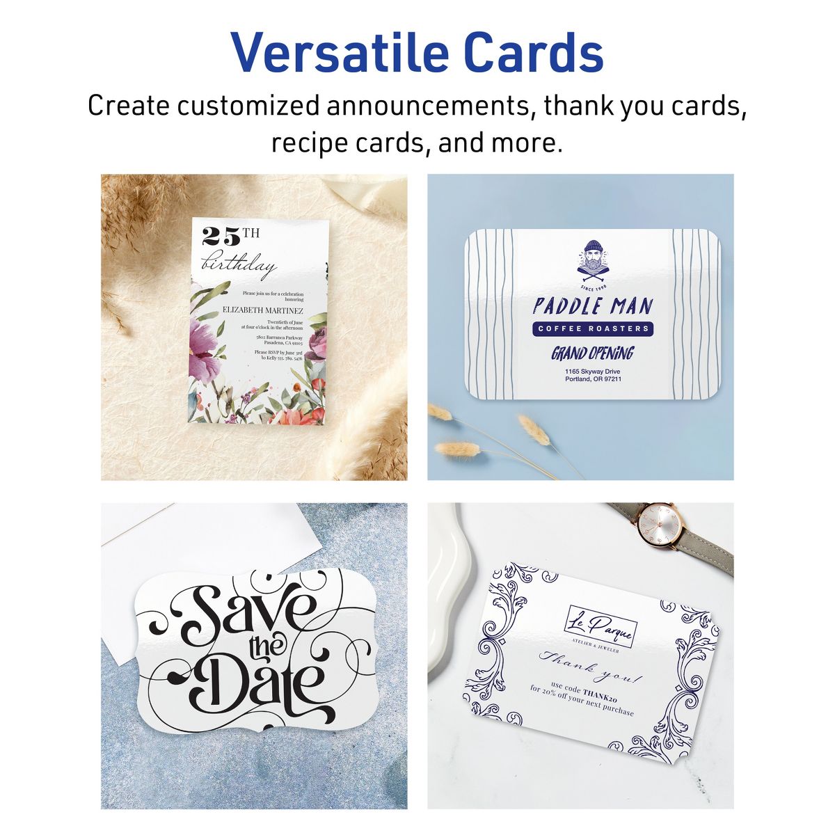 Avery Glossy White Postcards, 6" x 9" Rectangle Rounded Corners - thumbnail 3