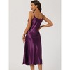 cheibear Women's Breathable V-Neck Satin Silky Camisole Midi Nightdress - 3 of 4