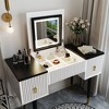 43.3" Modern Vanity Table Set with Flip-top Mirror and LED Light, Dressing Table with Customizable Storage - 3 of 4