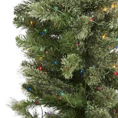 7-Foot Slim Pine Christmas Tree with Multi-Color Lights