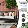Twin Size Outdoor Acacia Wood Patio Swing Daybed with High Back & Armrests, 16.4ft Hemp Ropes, Hanging Porch Swing Frame - 4 of 4