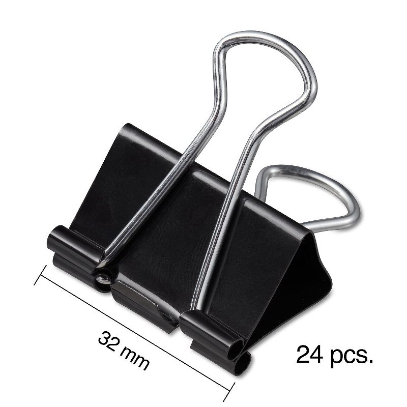 Staples Medium Metal Binder Clips Black 1 1/4" Size with 5/8"Capacity 831602, 4 of 6