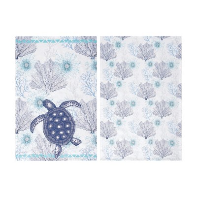 C&F Home Aqua Turtle Printed Flour Sack Kitchen Towel Set of 2