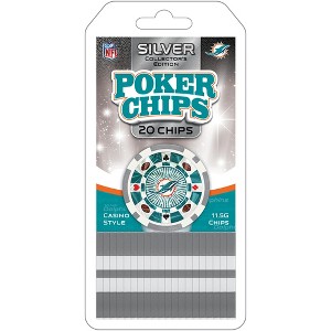 MasterPieces Casino Style 20 Piece 11.5 Gram Poker Chip Set NFL Miami Dolphins Silver Edition - 1 of 3
