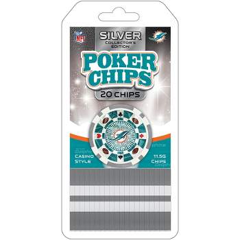 MasterPieces Casino Style 20 Piece 11.5 Gram Poker Chip Set NFL Miami Dolphins Silver Edition