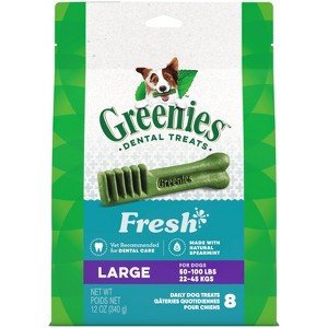 Greenies Large Chewy Dental Dog Treats Fresh Spearmint - 12oz/8ct - 1 of 4