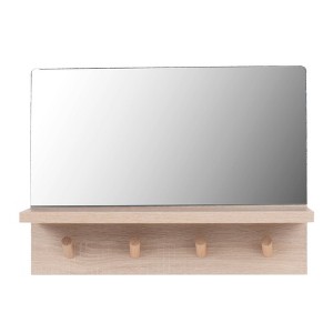 Kiera Grace 15.7" Alva Accent Mirror Shelf with 4 Pegs: Modern Rectangle, No Assembly, Wood Frame, Wall Mounted - 1 of 4