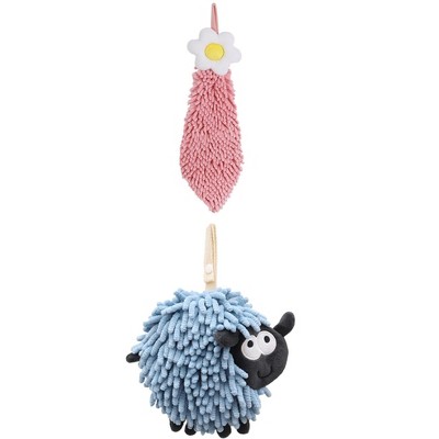 REGALWOVEN Flower and Sheep Shape Absorbent Fast Drying Chenille Hand Towels with Hanging Loop 6" x 15"/7" x 7" 2 Packs
