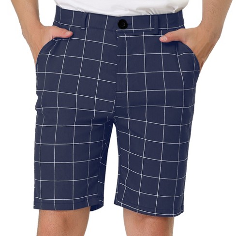 Lars Amadeus Men's Summer Plaid Shorts Slim Fit Flat Front Dress