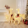 LuxenHome 3-Piece Frosted Reindeer Set with Lights Outdoor Holiday Decoration White - 3 of 4