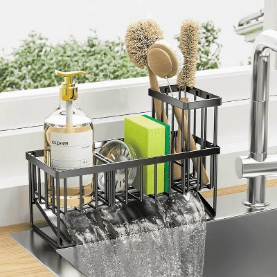 LunaLulinlk Sink Caddy,Kitchen Sponge Holder,Waterproof and Rustproof Black Kitchen Accessory
