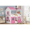 Okak Twin Wood Bunk Bed with Elegant Windows, Sills,Tent, Castle Loft Bed with Slide for Toddler Kids Teens Easy Assemble No Box Soring Needed, Pink - 3 of 4