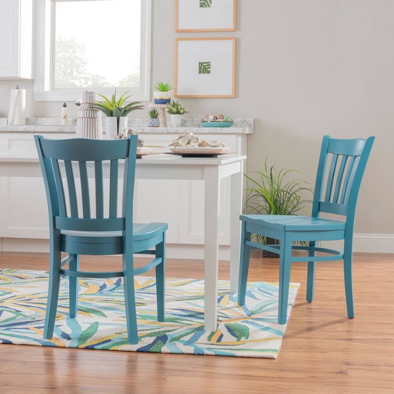 Set of 2 Quinn Slat Back Farmhouse Side Chairs Teal - Linon, 3 of 13