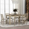 7 Piece Dining Set, Dining Table Set For 6, Dining Set Of 6 Chairs With Mutifunctional Extendable Table With 12" Leaf And 2 Drawers-Cuddlewood - 3 of 4