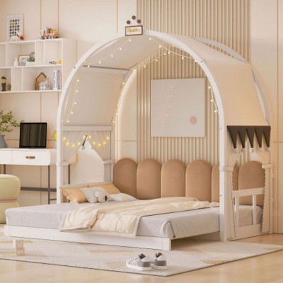 Extended Twin Bed with Curved Ceiling and Pull-Out Trundle