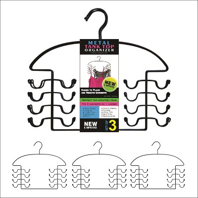 Axis International 3pc Metal Tank Top Hanger Organizer Black