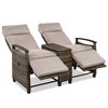 Cesicia Brown Patio Recliner Chair, Adjustable Backrest Wicker Lounge Chair Set with Acacia Wood Armrests and Built-in Storage Table for Porch, Lawn - 4 of 4