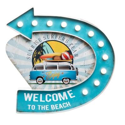 Beachcombers 1.75" x 19" Iron Welcome Van Wall Sign with LED