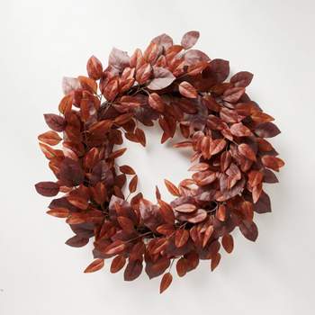 Mixed Leaf Wreath Burgundy - Threshold™ designed with Studio McGee