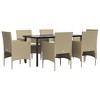 vidaXL 7 Piece Patio Dining Set with Cushions Beige and Black - 63" Table Length 6 Items - 3 of 4