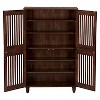 Baxton Studio Fernanda Modern and Contemporary 4-Door Wooden Entryway Shoes Storage Tall Cabinet - Oak Brown: Fixed Shelves, Mahogany Frame - 4 of 4
