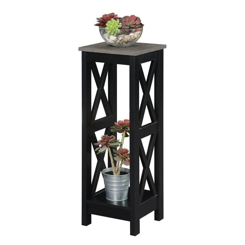 Oxford 2 Tier Plant Stand Cement/Black -  Breighton Home , 3 of 6