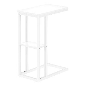 Monarch Specialties Accent Table, C-shaped, End, Side, Snack, Living Room, Bedroom, White Laminate, White Metal, Contemporary, Modern - 1 of 4