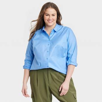 Women's Adaptive Long Sleeve Button-down Denim Shirt - Universal Thread™  Medium Wash : Target