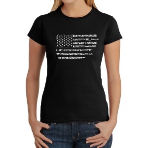 LA Pop Art Women's Word Art T-Shirt - Glory Hallelujah Flag - 1 of 4