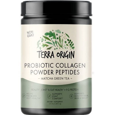 Terra Origin Probiotic Collagen Powder Peptides Matcha Green Tea - 10.14oz