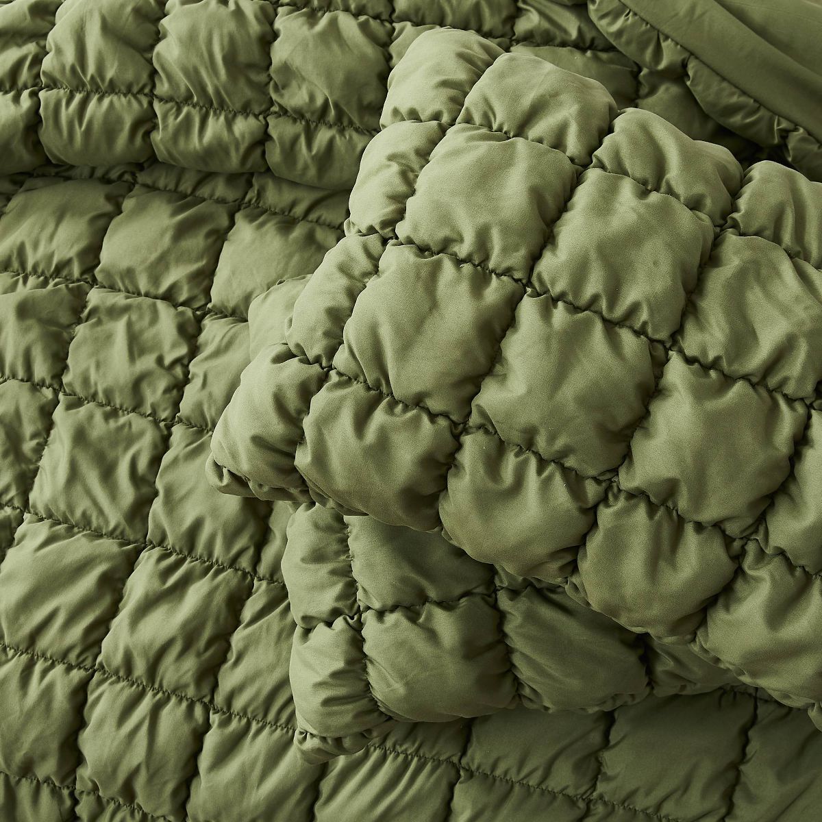 Lush Decor Full/Queen Puff Bed Blankets Green 3pc set - thumbnail 8