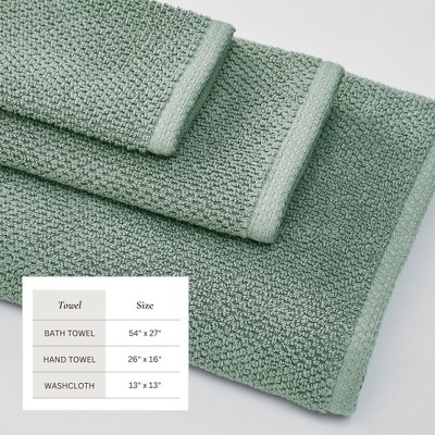 Eucalyptus Green Cotton Quick Dry Textured 6-Piece Towel Set