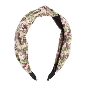 Unique Bargains Women's Elegant Knotted Printed Wide Hairband 6.30"x4.92" Green 1 Pc - 1 of 3