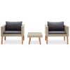 vidaXL 3 Piece Patio Lounge Set with Cushions Poly Rattan Beige - 3 of 4