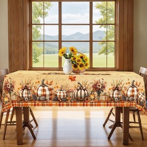 CHIC CRATE Fall Tablecloth Autumn Leaves Fall Printed Wrinkle Resistant Tablecloth, Holiday Table Cover Home Decor - 1 of 4
