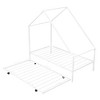 Sapphtopaz Floor House Bed Frame for Kid with Roof Design Platform Bed with Metal Frame for Kids Bedroom, Playroom, Nursery - 4 of 4