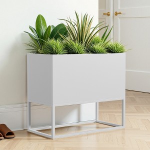 Wooakway Outdoor/Indoor/Decor Metal Elevated Raised Garden Bed Planter Box Planter Pots Cachepot Nursery Pot - 1 of 4