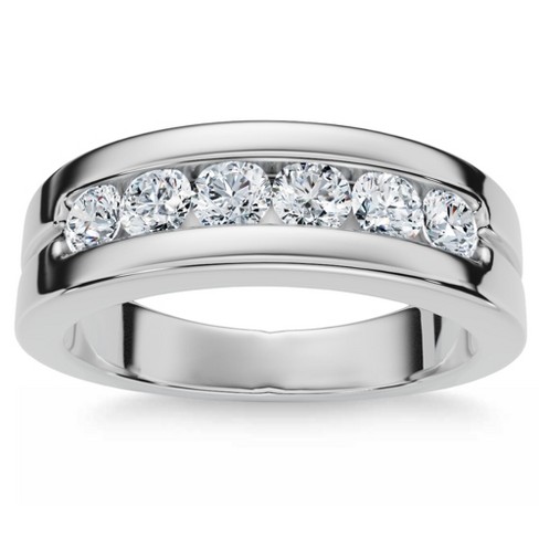 Bliss Diamond F VS Men s .65 Diamond 7 Stone Polished Wedding Ring Lab Grown 10K Gold