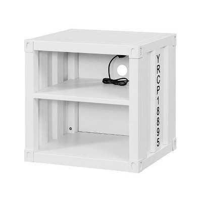 20" Cargo Nightstands White - Acme Furniture: Metal, Open Shelf, Kids' Room, No Assembly Required