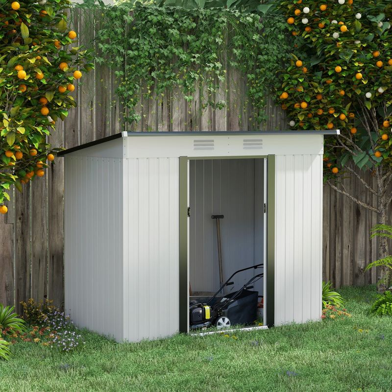 Outsunny Metal Garden Shed, Backyard Tool Storage Shed with Dual Locking Doors, 2 Air Vents and Steel Frame, 2 of 7