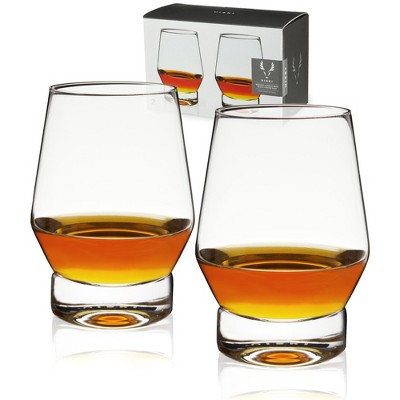 veecom Whiskey Glass Set of 2, 10 oz Crystal Whiskey Glasses Thick Bottom Bourbon Glasses Old Fashioned Rocks Glass Tumbler for Scotch, Cocktail