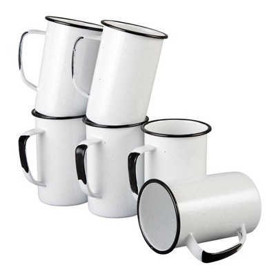 Cinsa 6 Piece Mug Set, 20 Oz, Enamelware Steel Mugs for Indoor & Outdoor, Durable and Reusable, Suitable for Oven